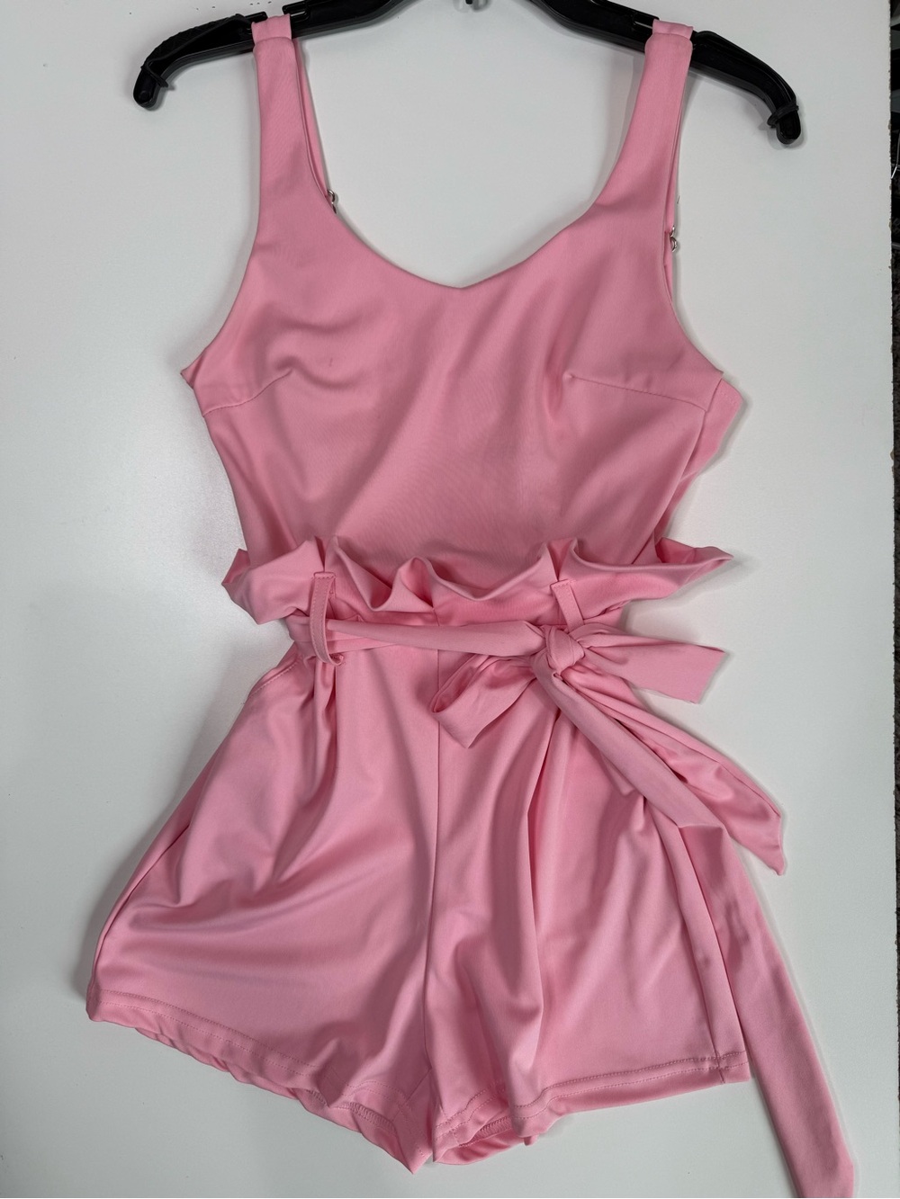 Pink Sleeveless Tie-Waist Romper